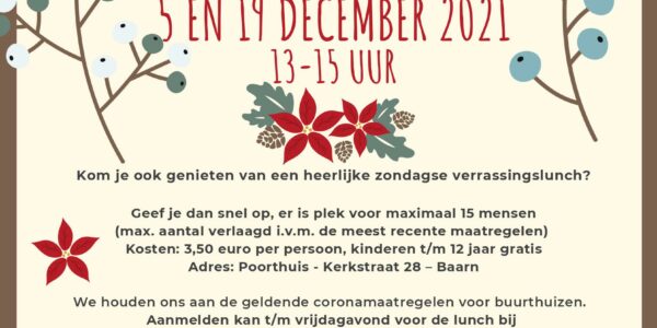 Zondagse lunches op 5 en 19 december