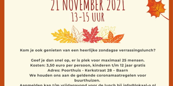 Lokaal aan Tafel: zondagse lunch op 21 november