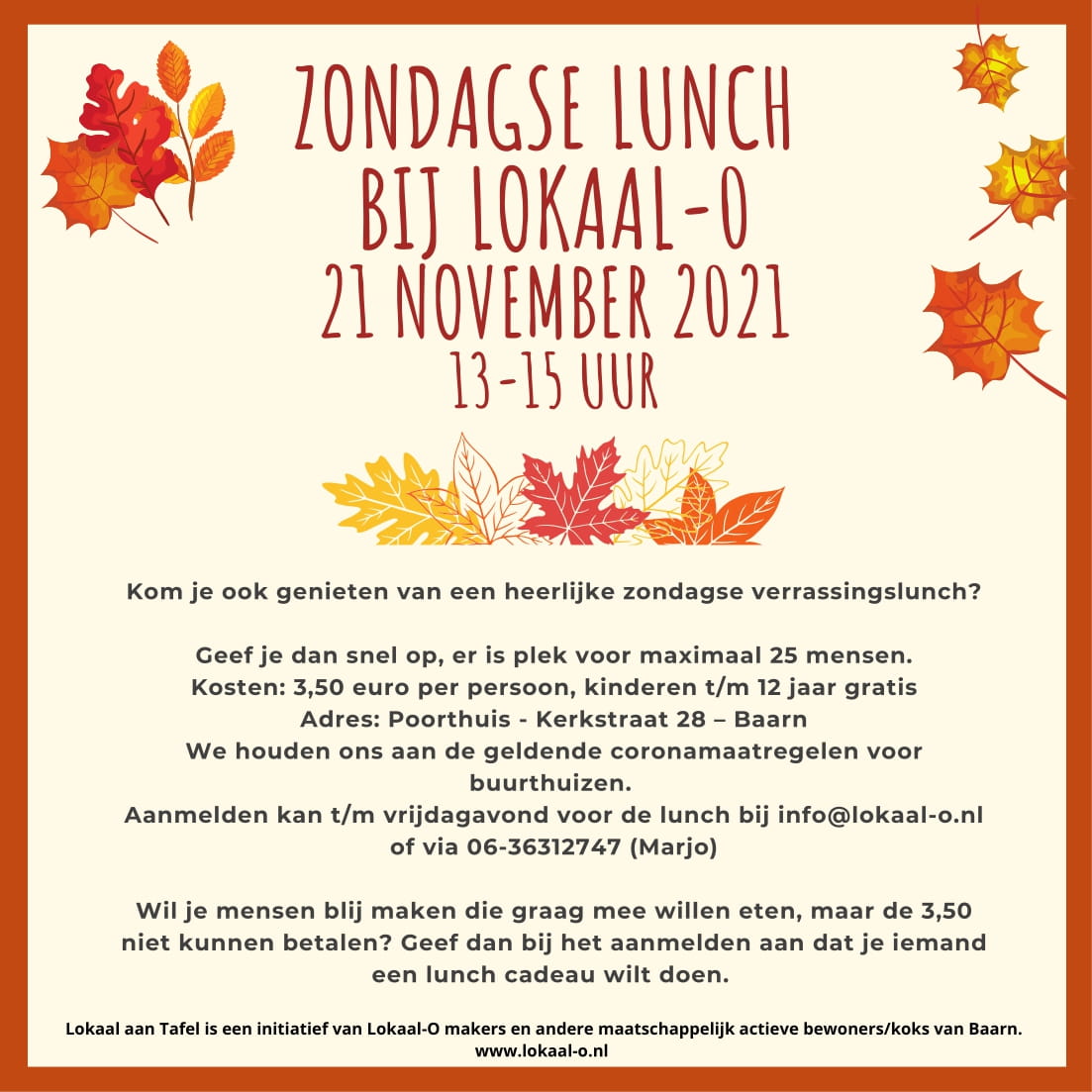 Lees meer over het artikel Lokaal aan Tafel: zondagse lunch op 21 november