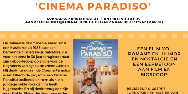 Fimavond in Lokaal-O: “Cinema Paradiso”