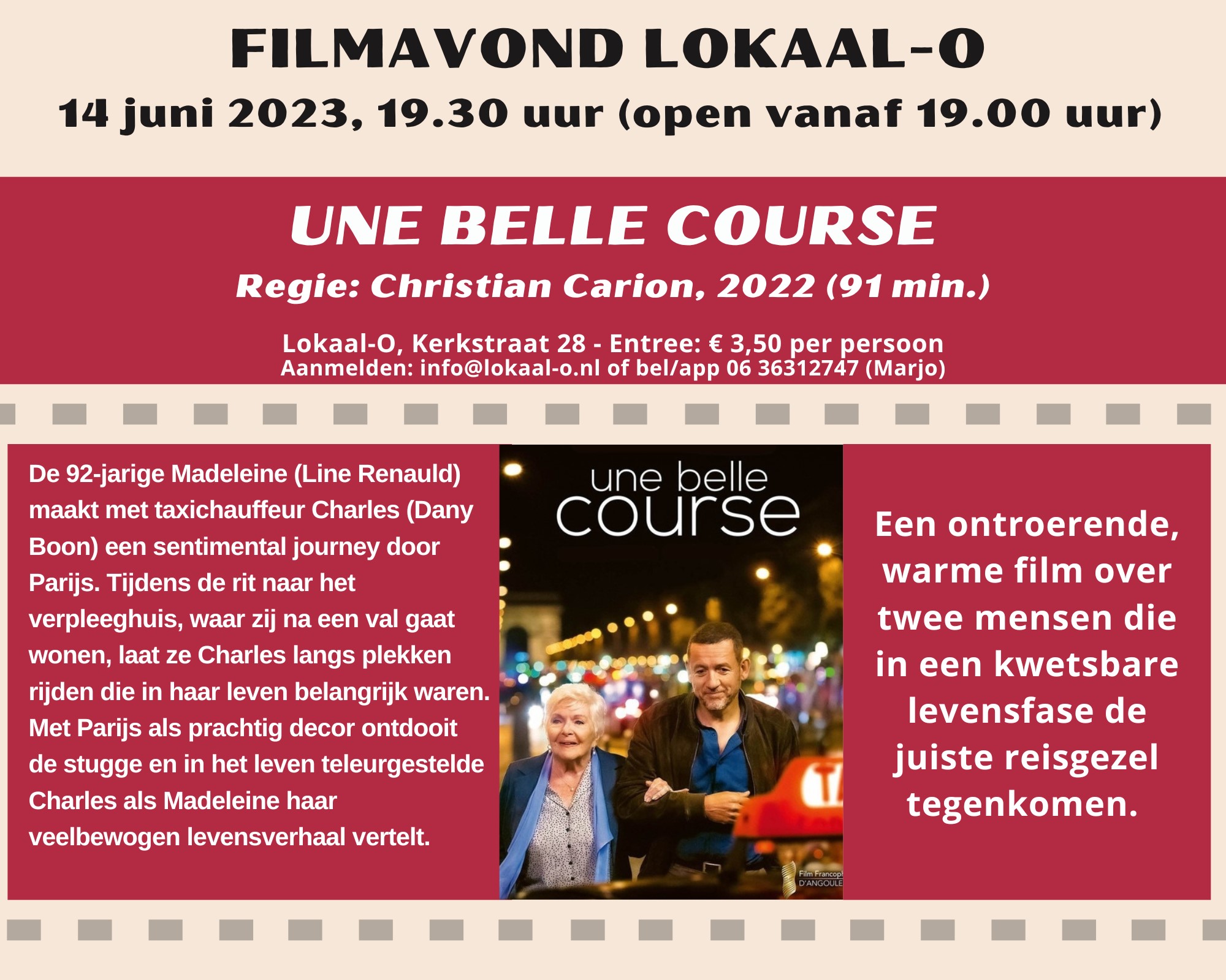 Je bekijkt nu Fimavond in Lokaal-O op 14 juni: “Une belle course”
