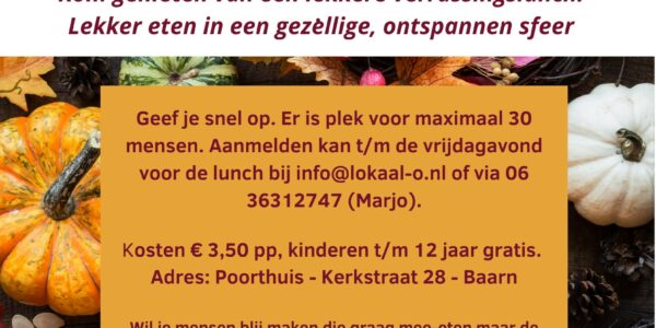 Lokaal aan Tafel: lunch op zondag 19 november