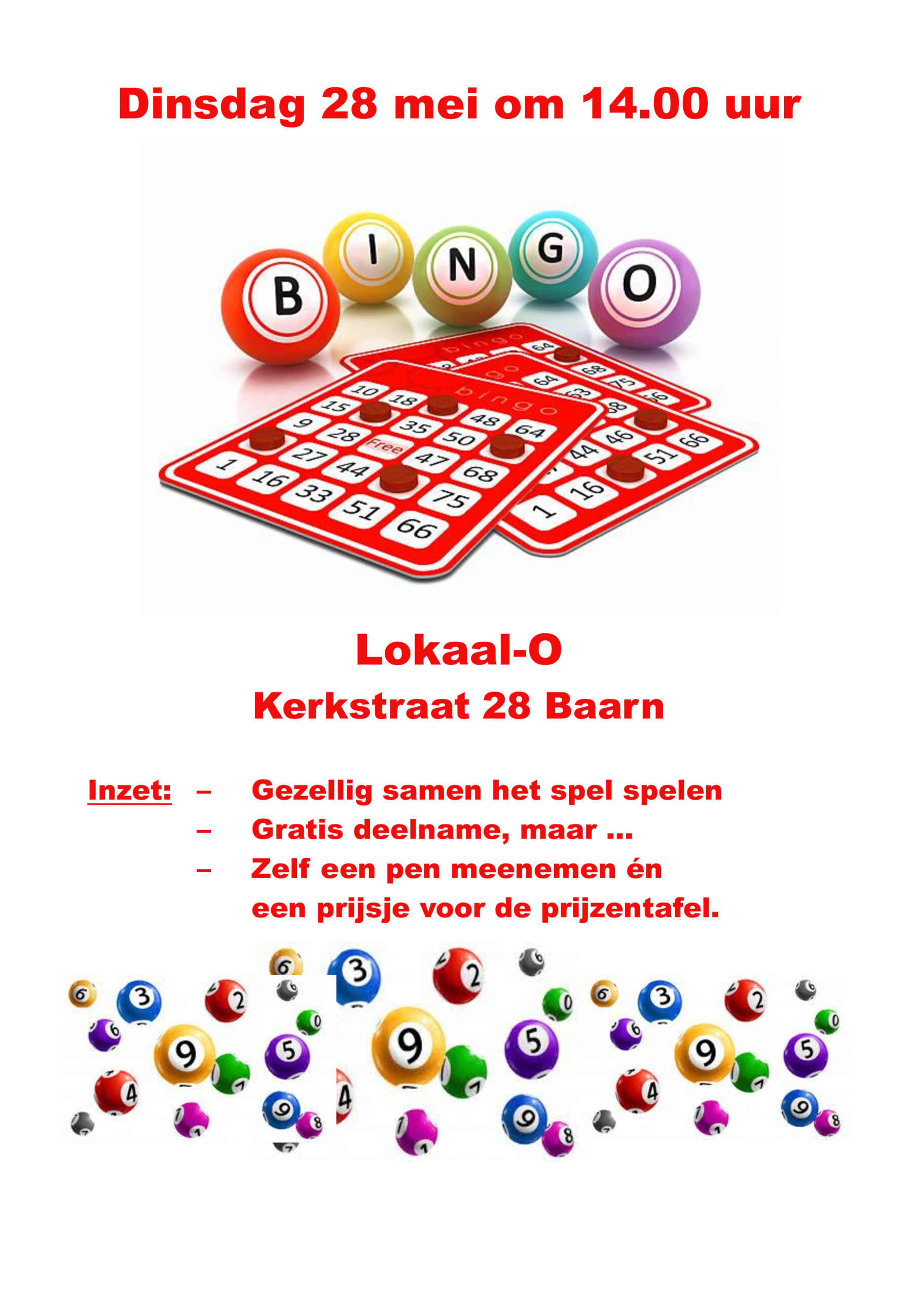 Je bekijkt nu Bingo spelen op dinsdag 28 mei