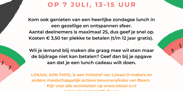 Lokaal aan tafel: zondagse lunch op 7 juli