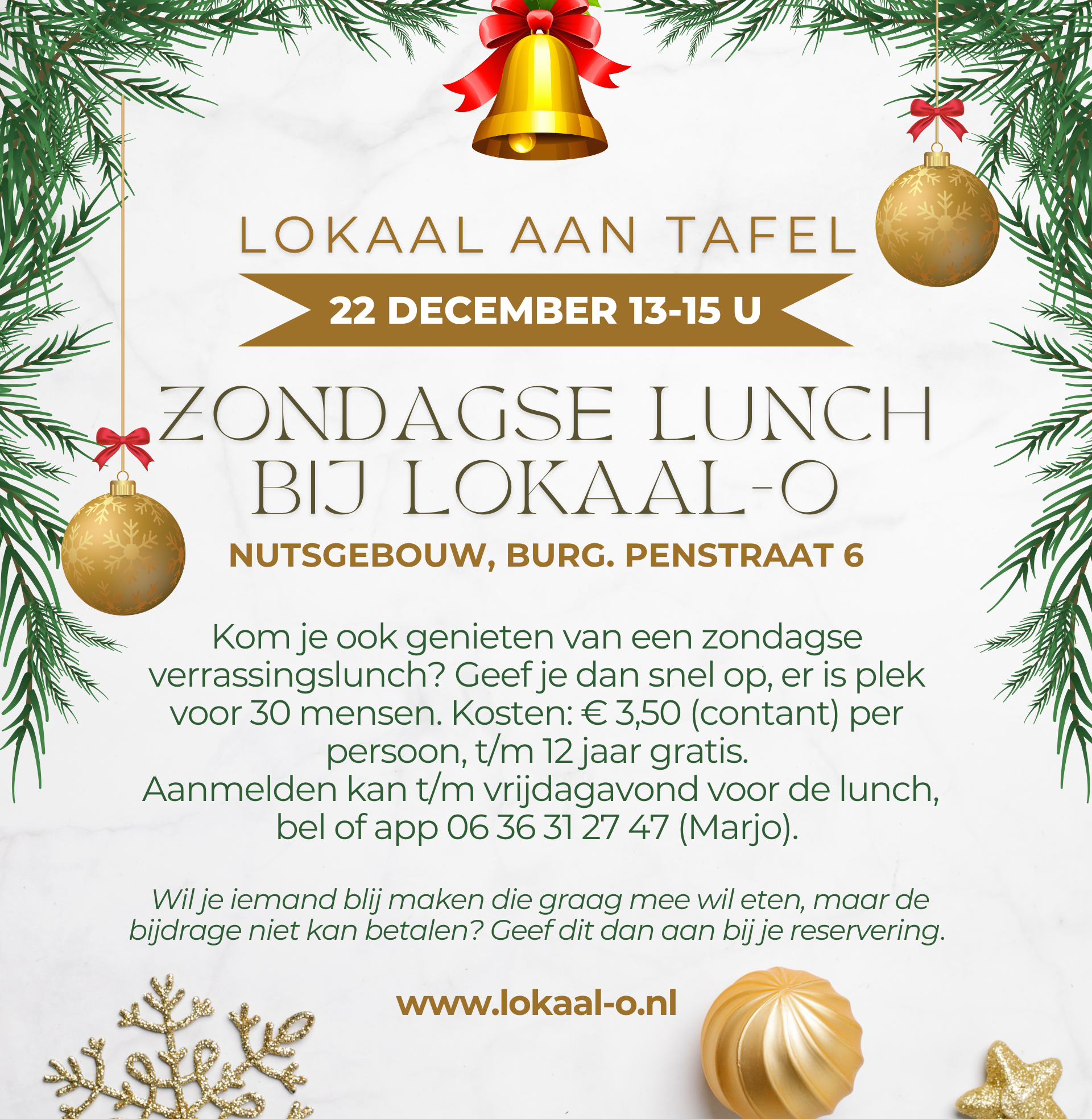 Je bekijkt nu Lokaal aan tafel: zondagse lunch op 22 december