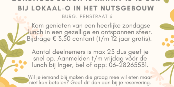 Lokaal aan tafel: zondagse lunch op 16 maart