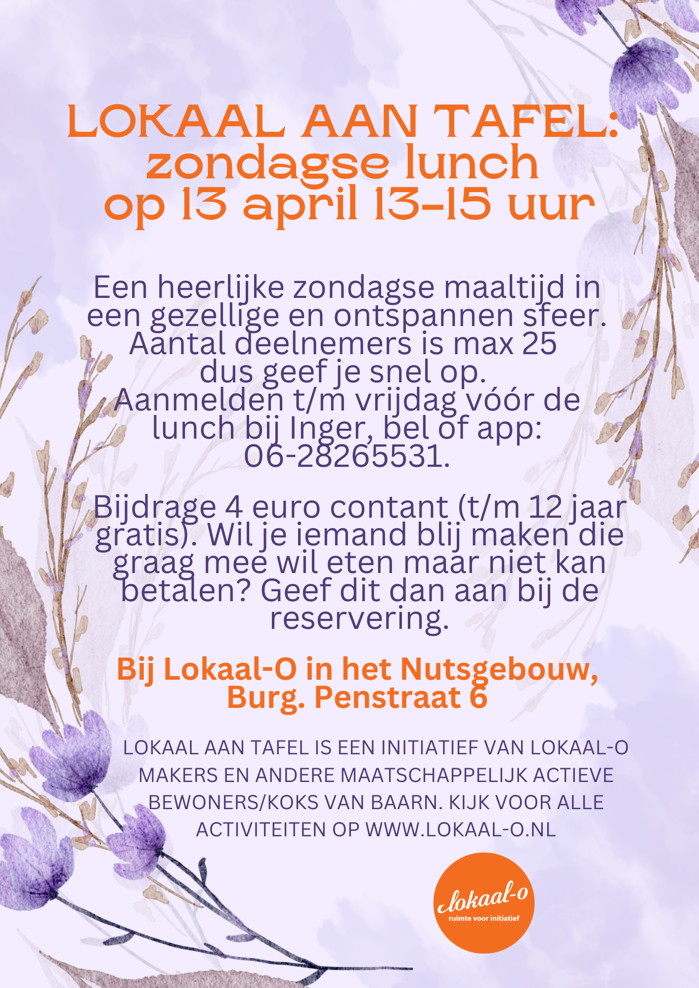 Je bekijkt nu Lokaal aan tafel: zondagse lunch op 13 april