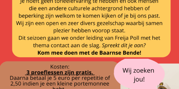 Toneelgroep Baarnse Bende zoekt spelers!