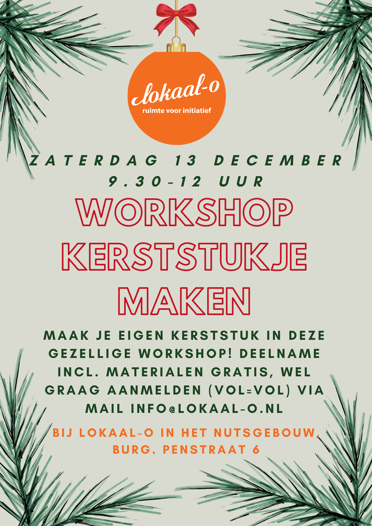 Je bekijkt nu Workshop kerststuk maken op 13 december